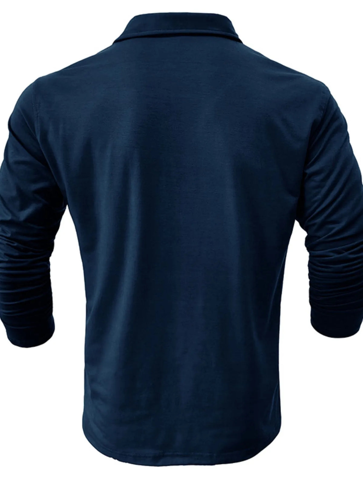 Basic style collared neck long sleeve polo