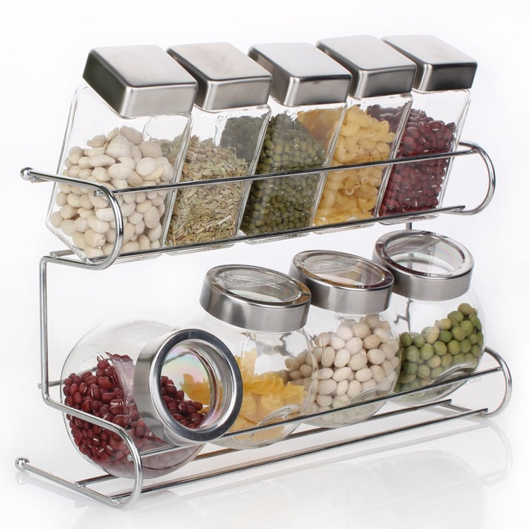 Glass spice jar rack