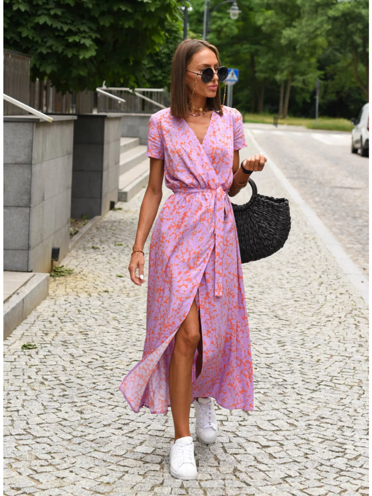 Surplice midi dress – moonlit mauve
