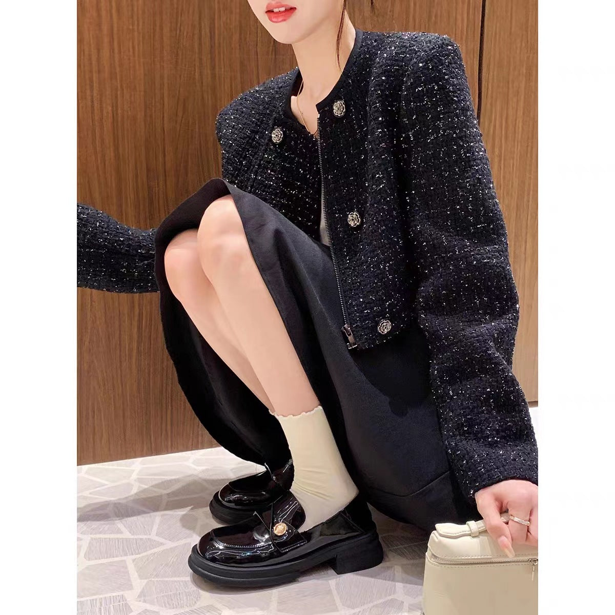 Chunky-heel leather loafers