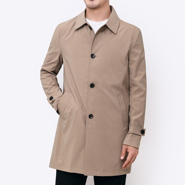 Button front mac coat, Khaki, front