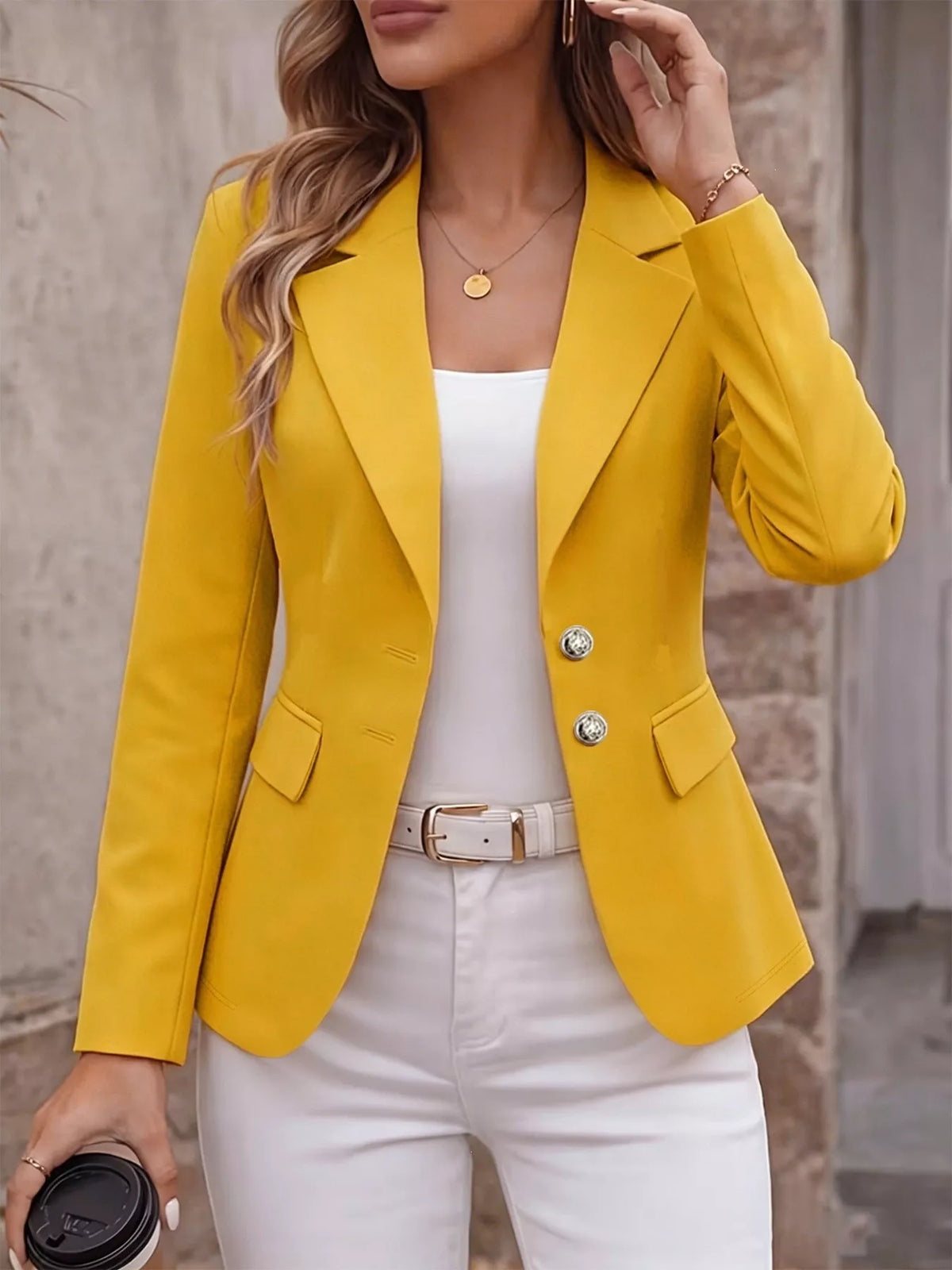 Classic lapel blazer – yellow