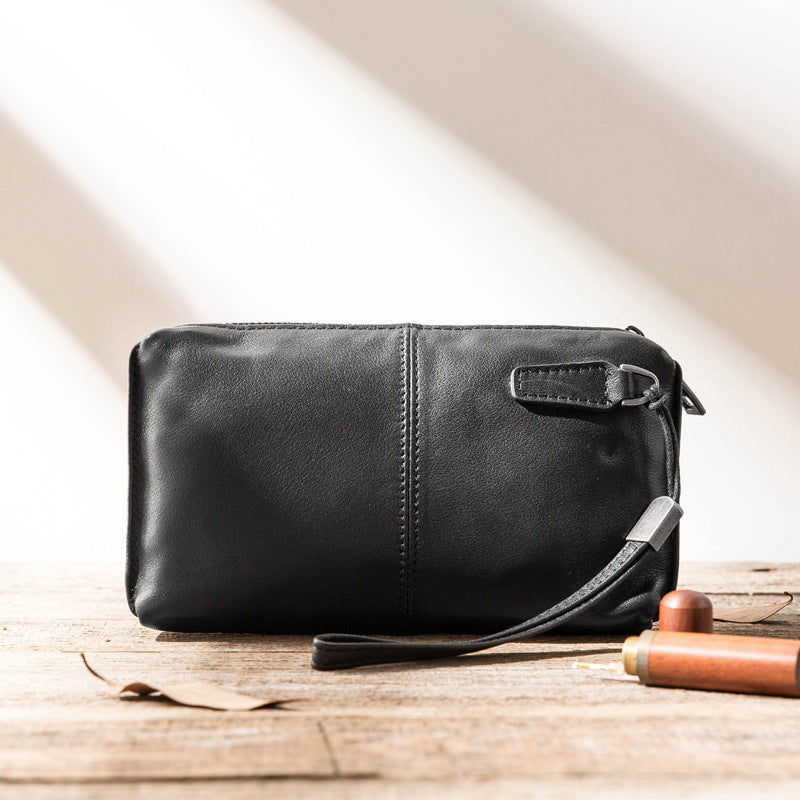 Leather zip travel wallet