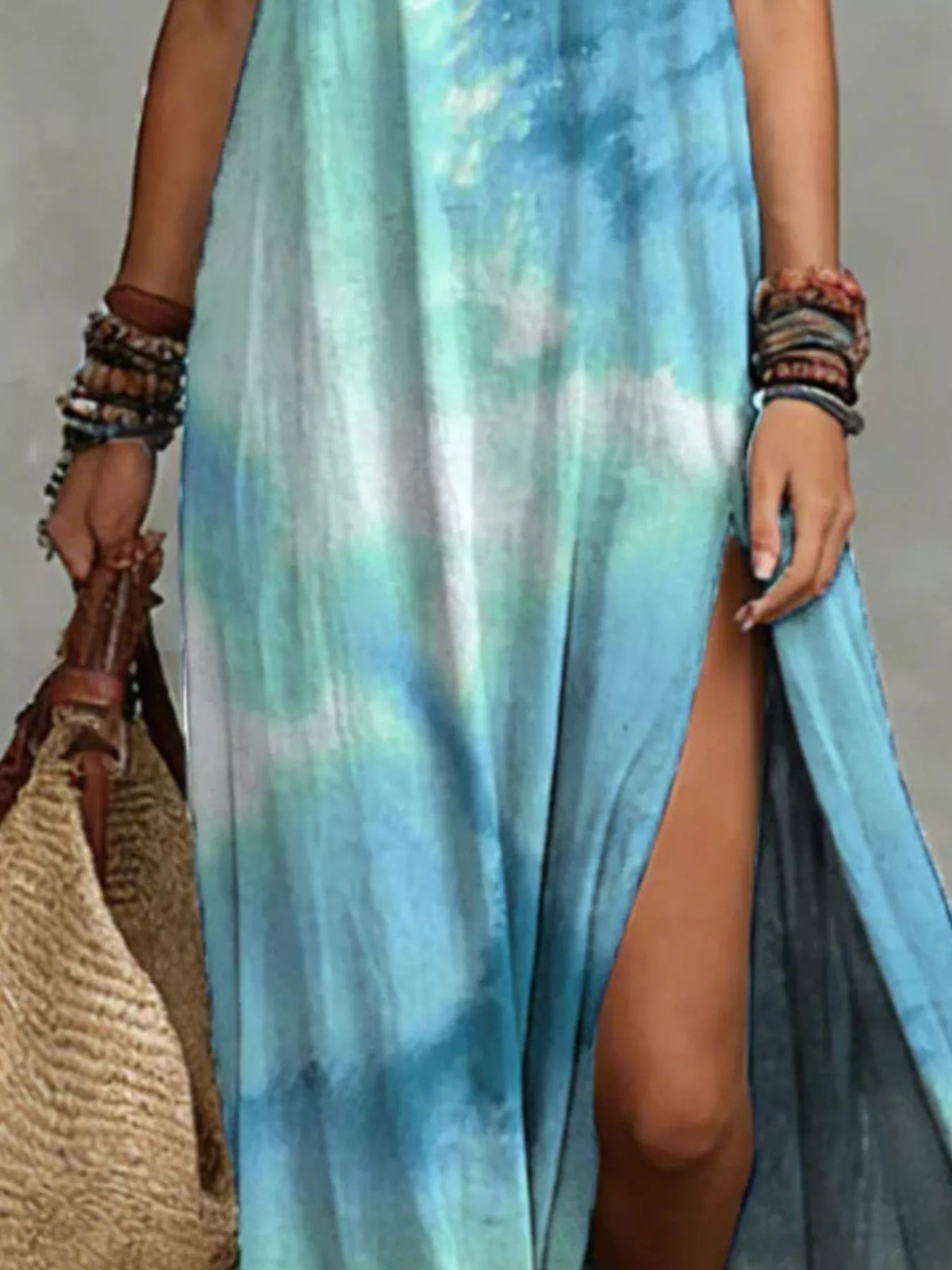 Printed sleeveless maxi dress