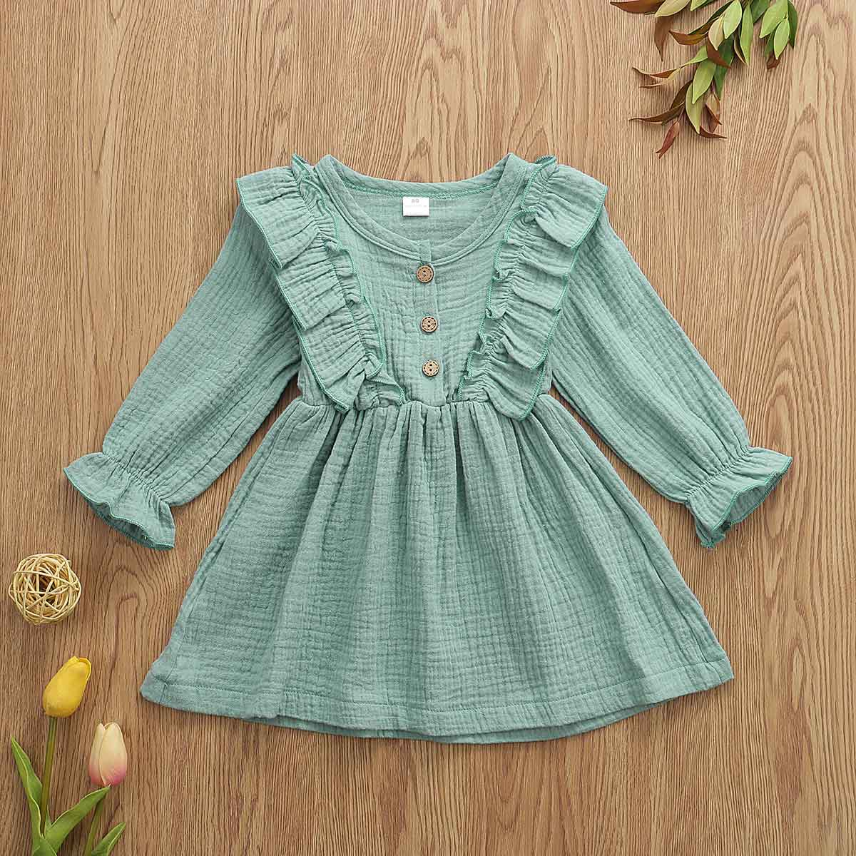 Girls' muslin ruffle dress