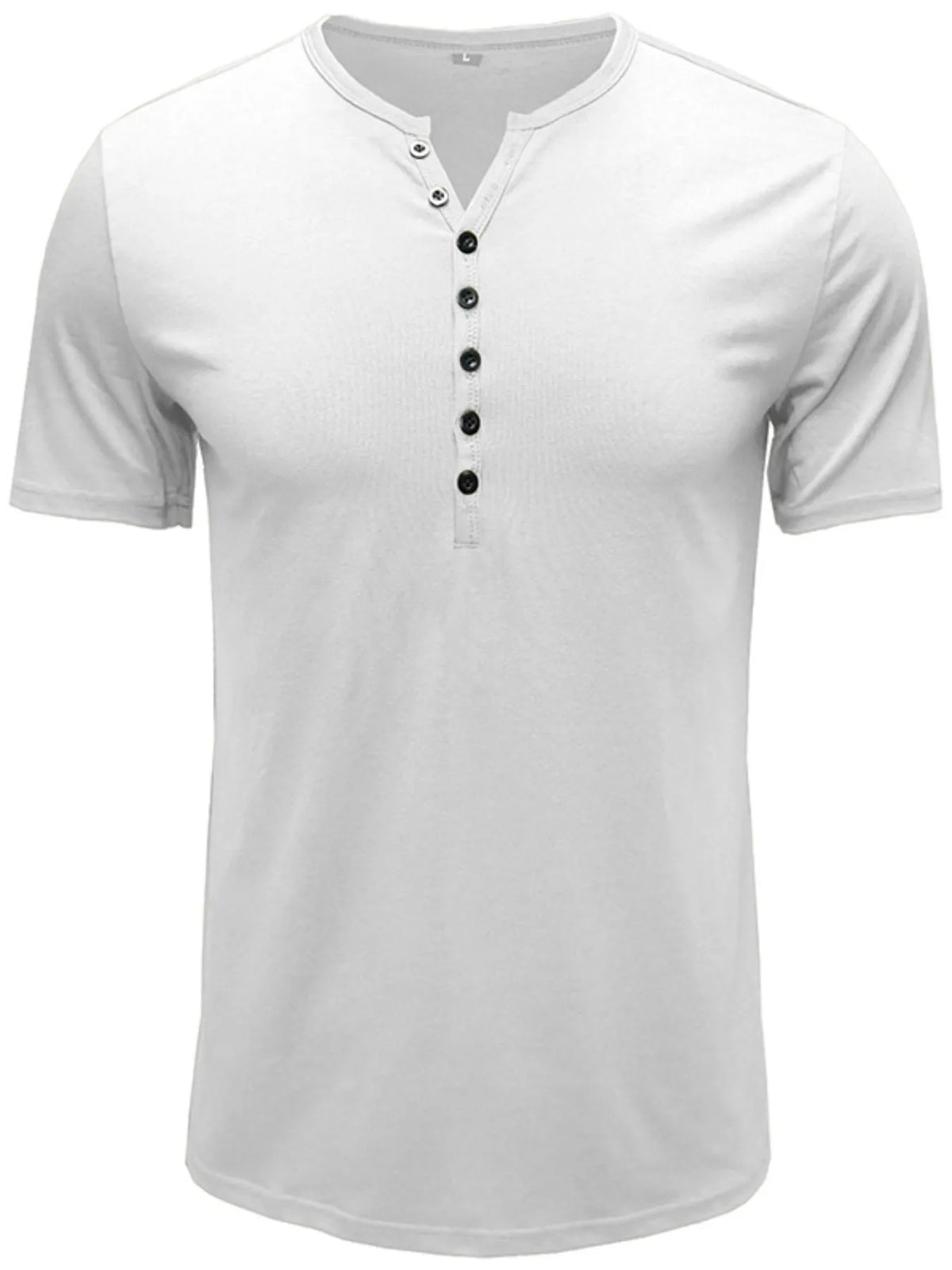 Classic henley short sleeve polo shirt, White