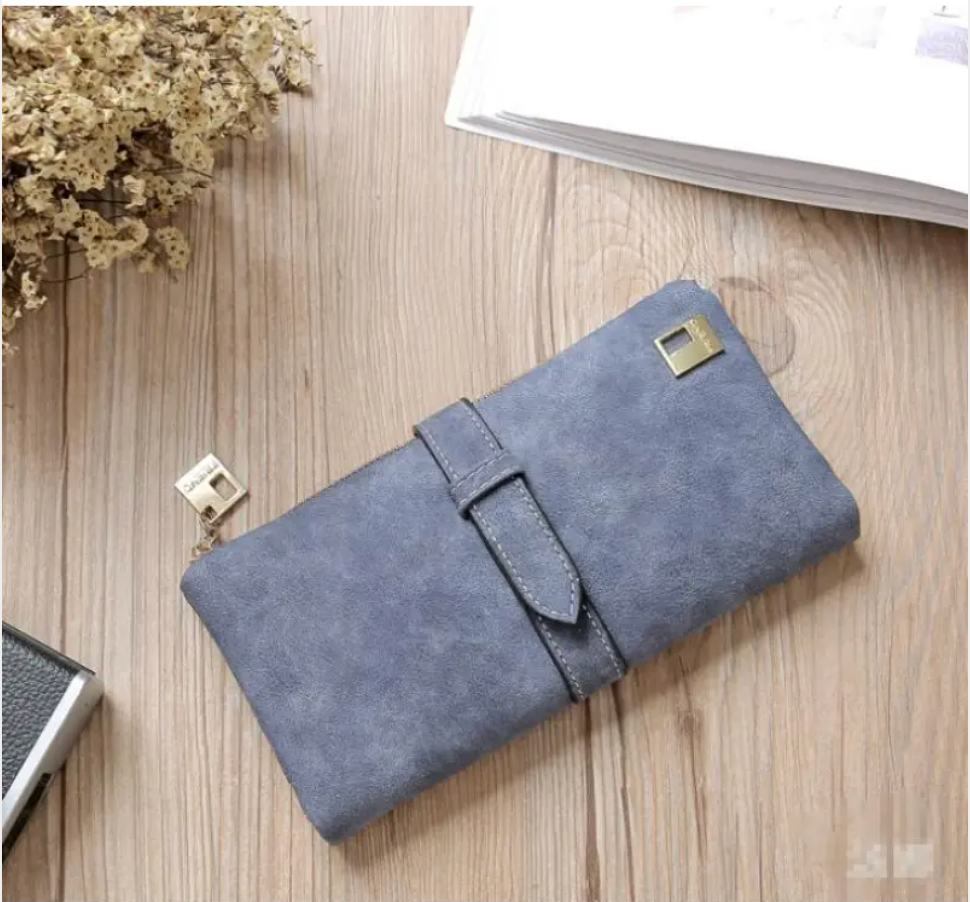 Faux suede zip wallet