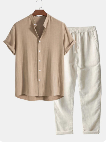 Cotton-linen shirt and trouser set