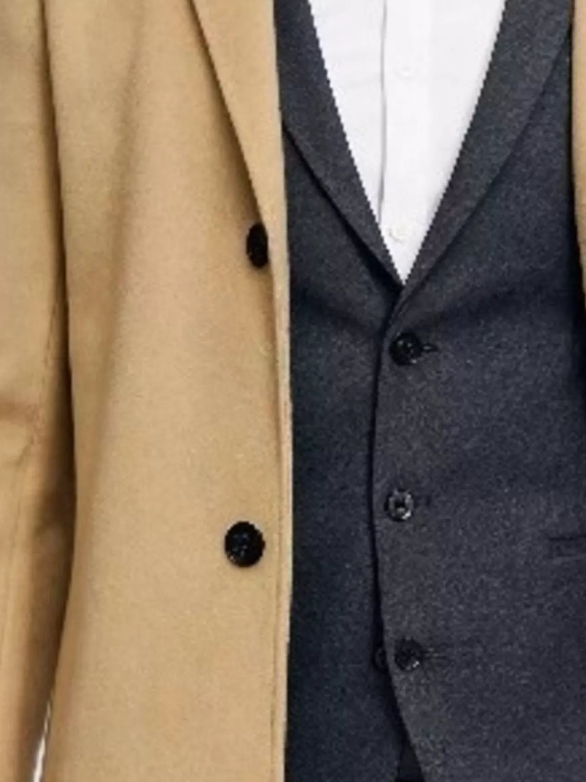 Slim-fit lapel collar overcoat