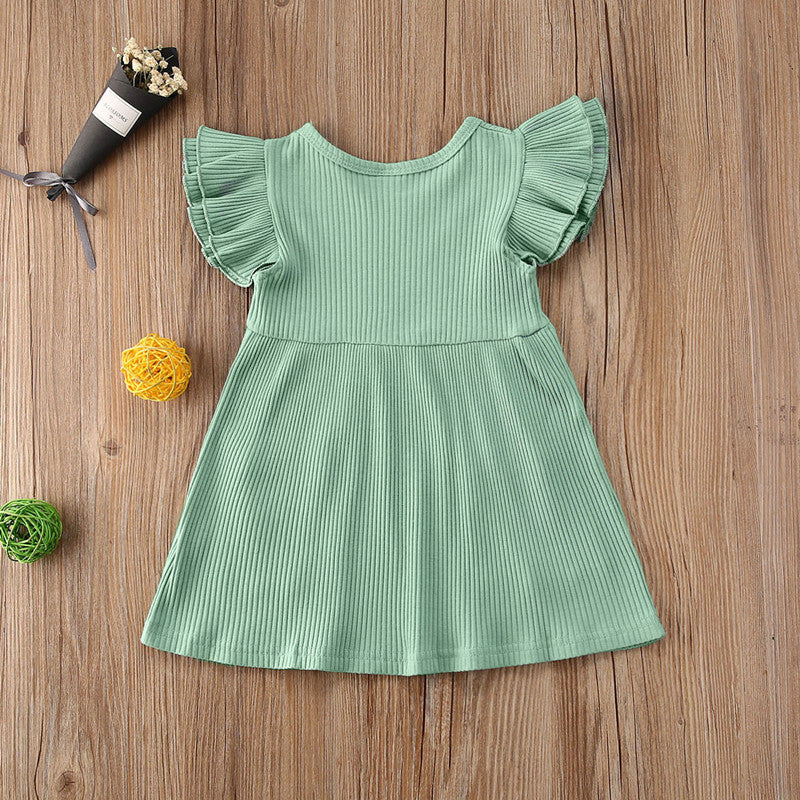Girls' flutter-sleeve dress