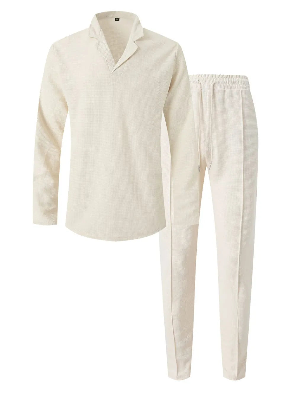 Waffle-knit lounge set – beige