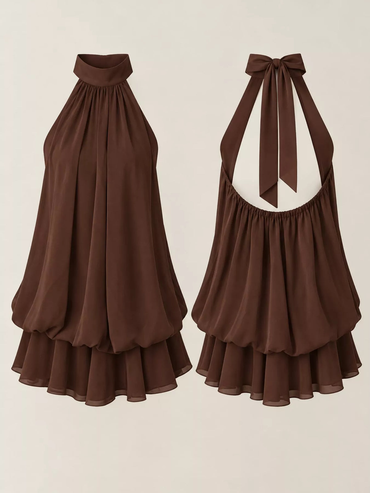 Ruched halter mini dress