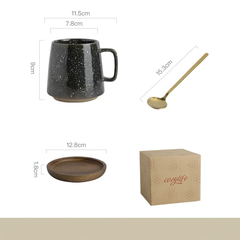 Speckled stoneware mug set