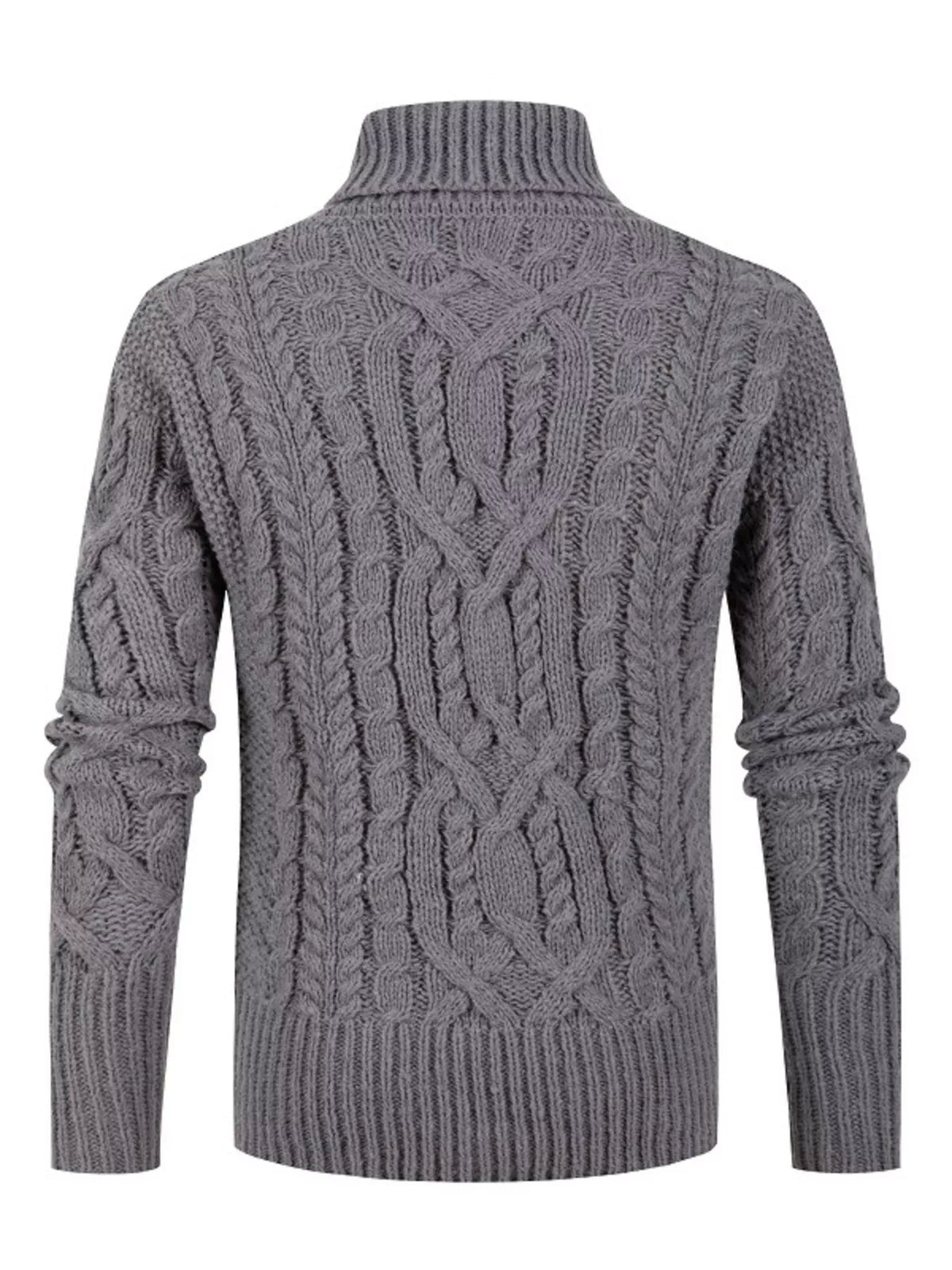 Shawl collar cable knit sweater