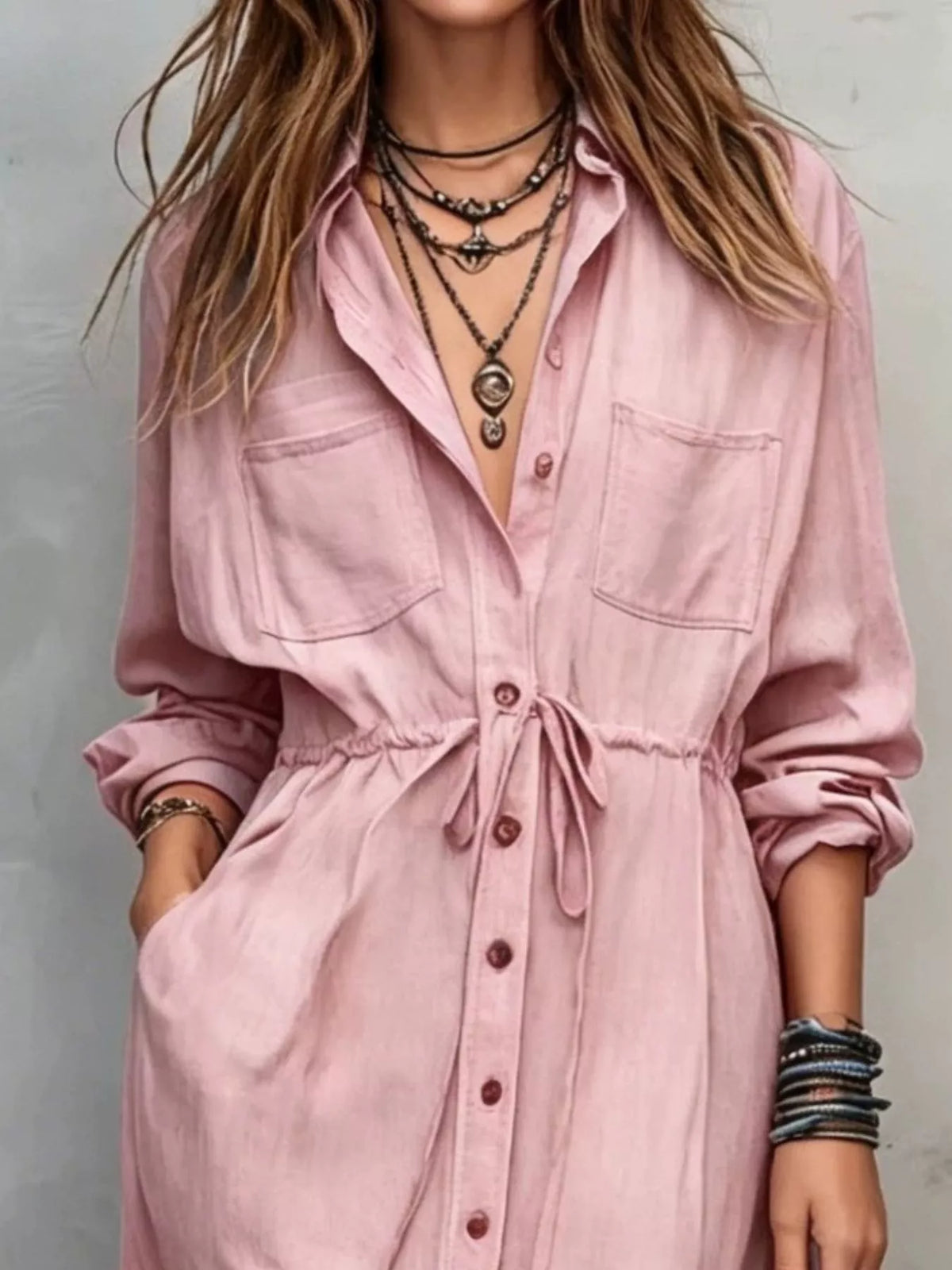 Long-sleeve shirt dress
