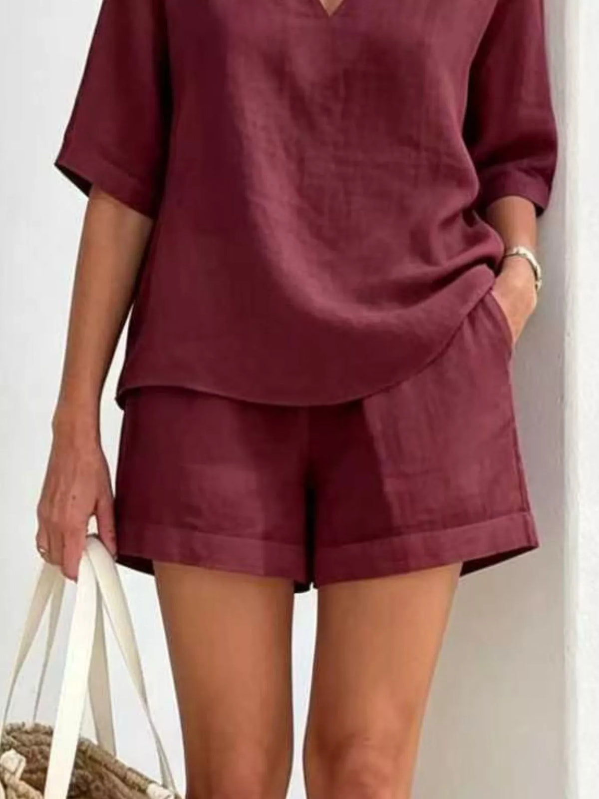 Half-sleeve top and shorts set