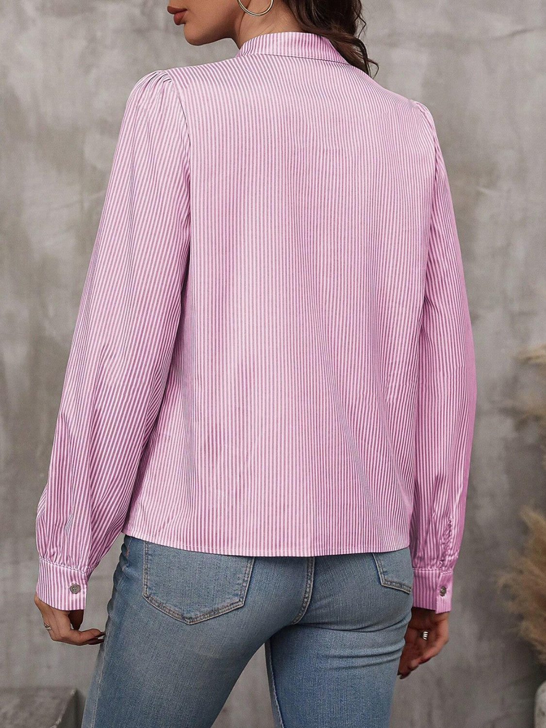 Striped tie neck blouse