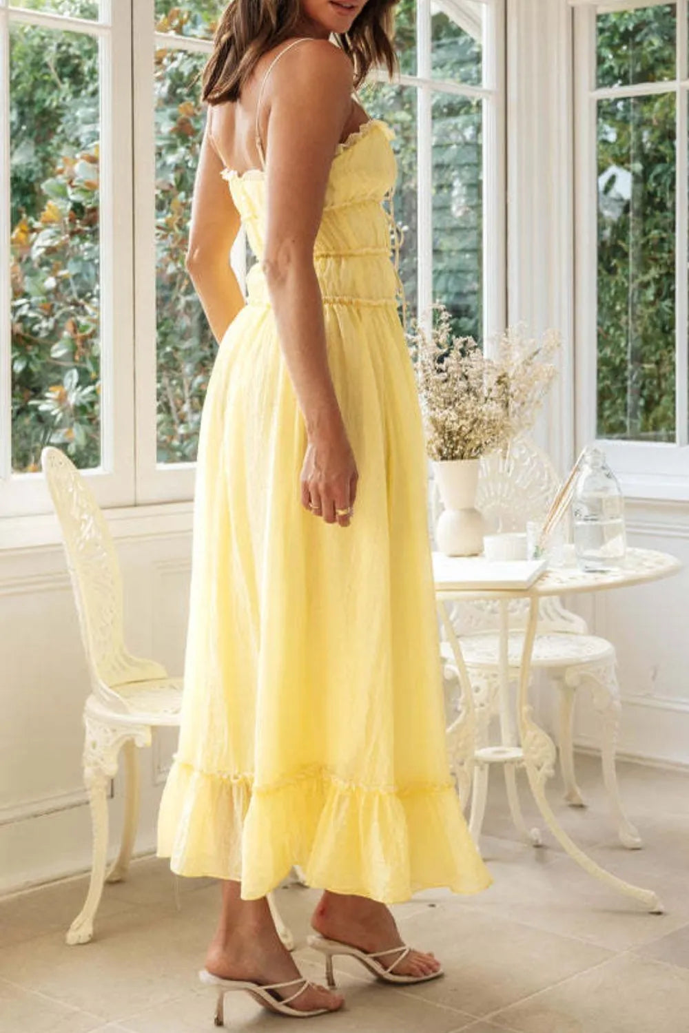 Tie-front midi cami dress