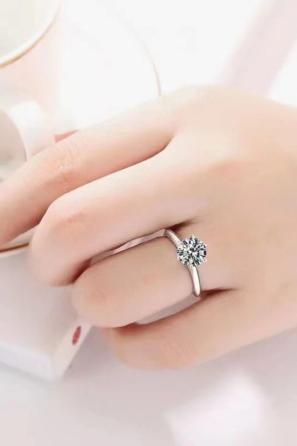 3 ct six-prong moissanite ring