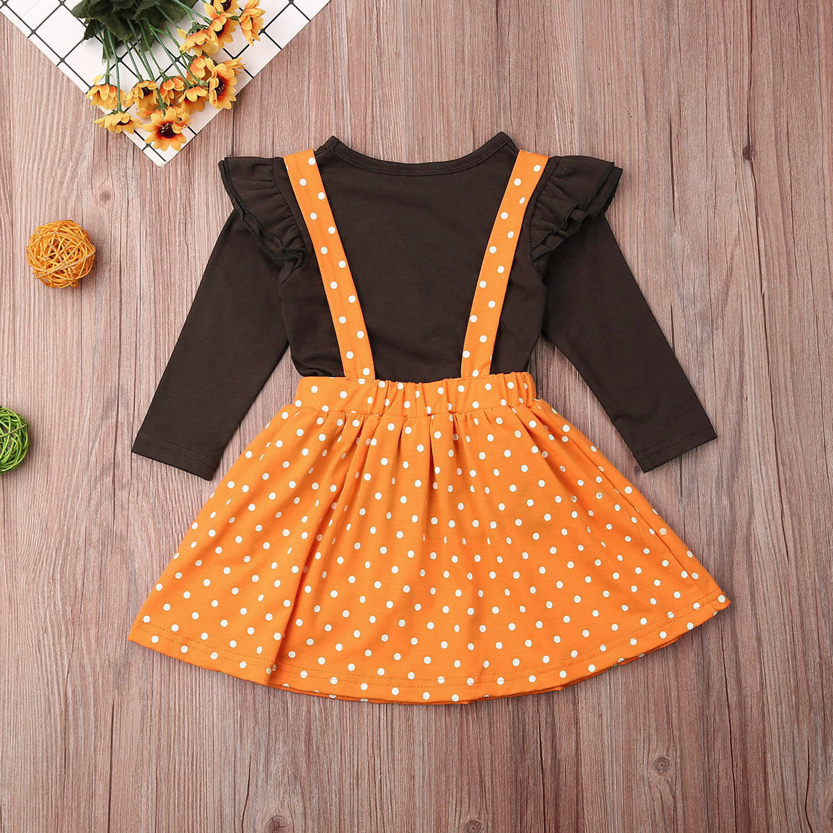 Toddler turkey embroidered dress set