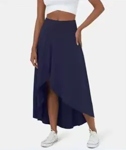 High-low jersey midi skirt