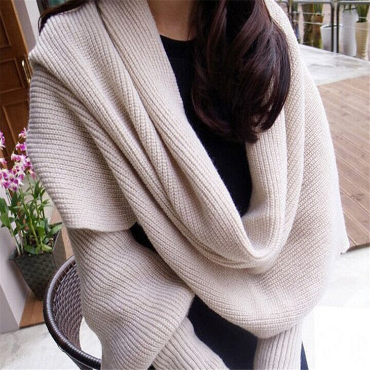 Rib-knit wrap scarf