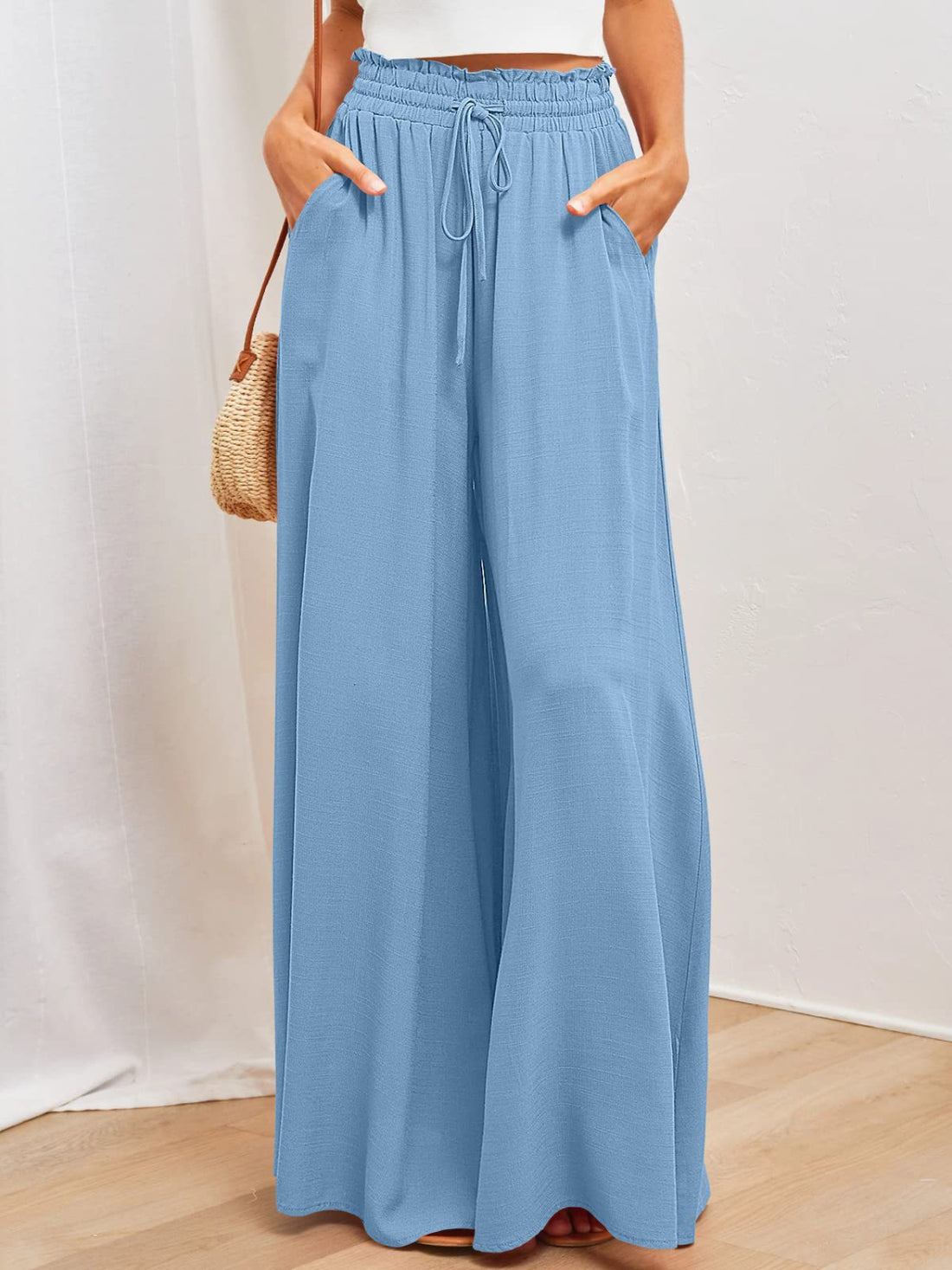 Wide leg pants with pockets, Light Blue