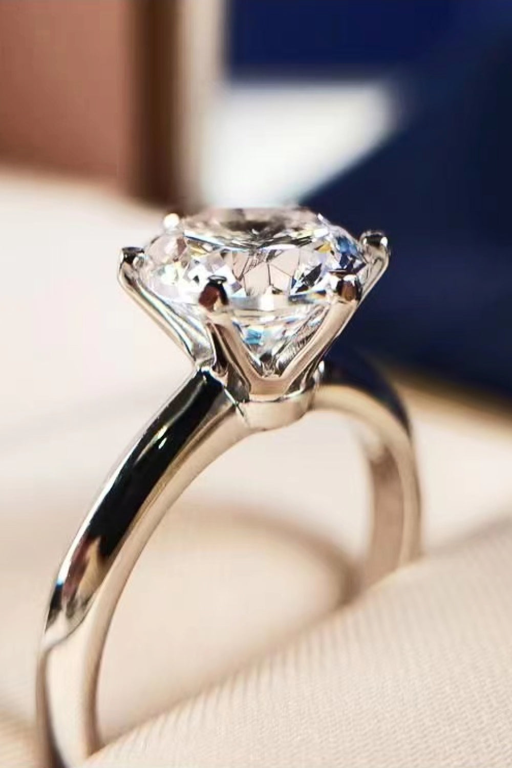 3 ct six-prong moissanite ring – silver