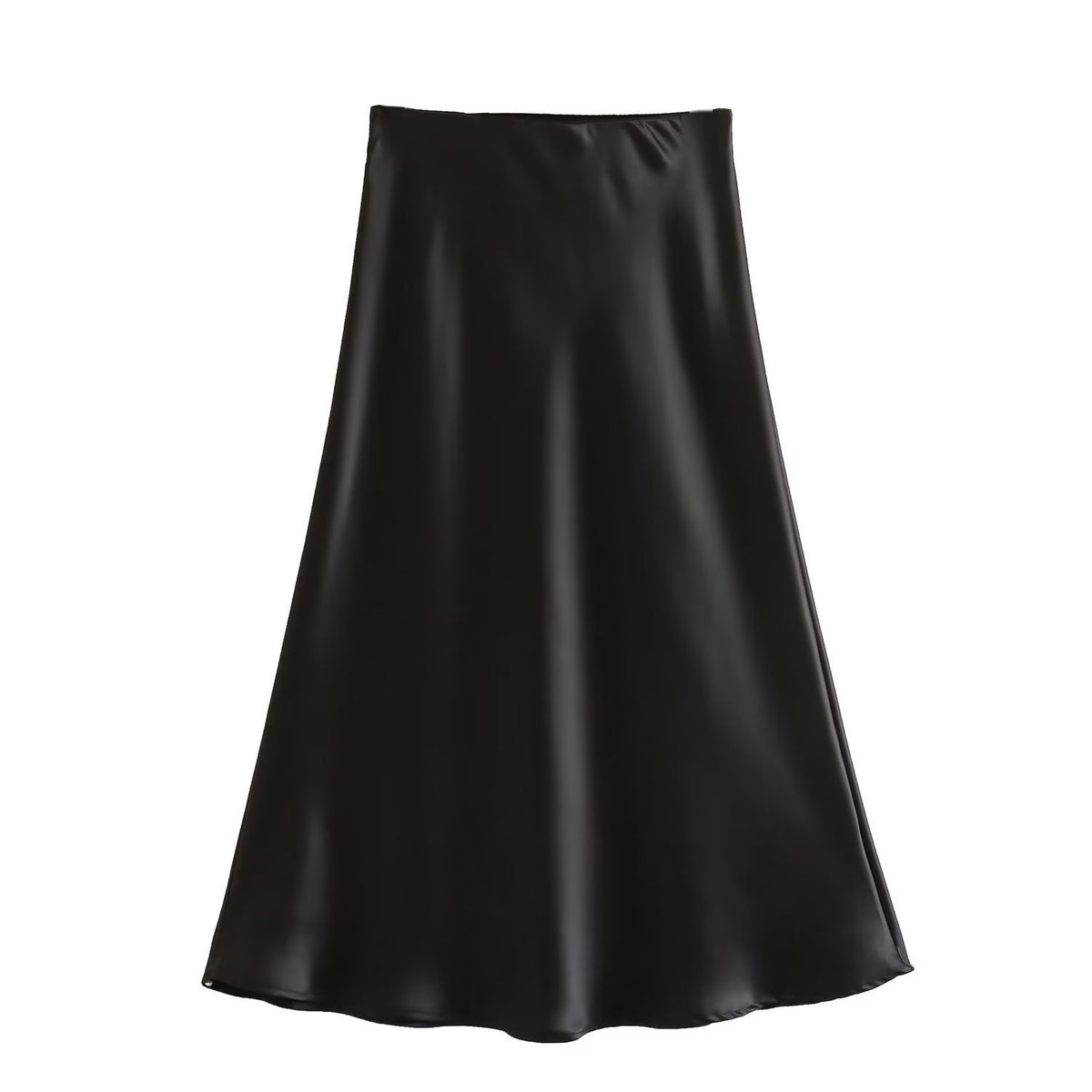 Satin midi skirt – black