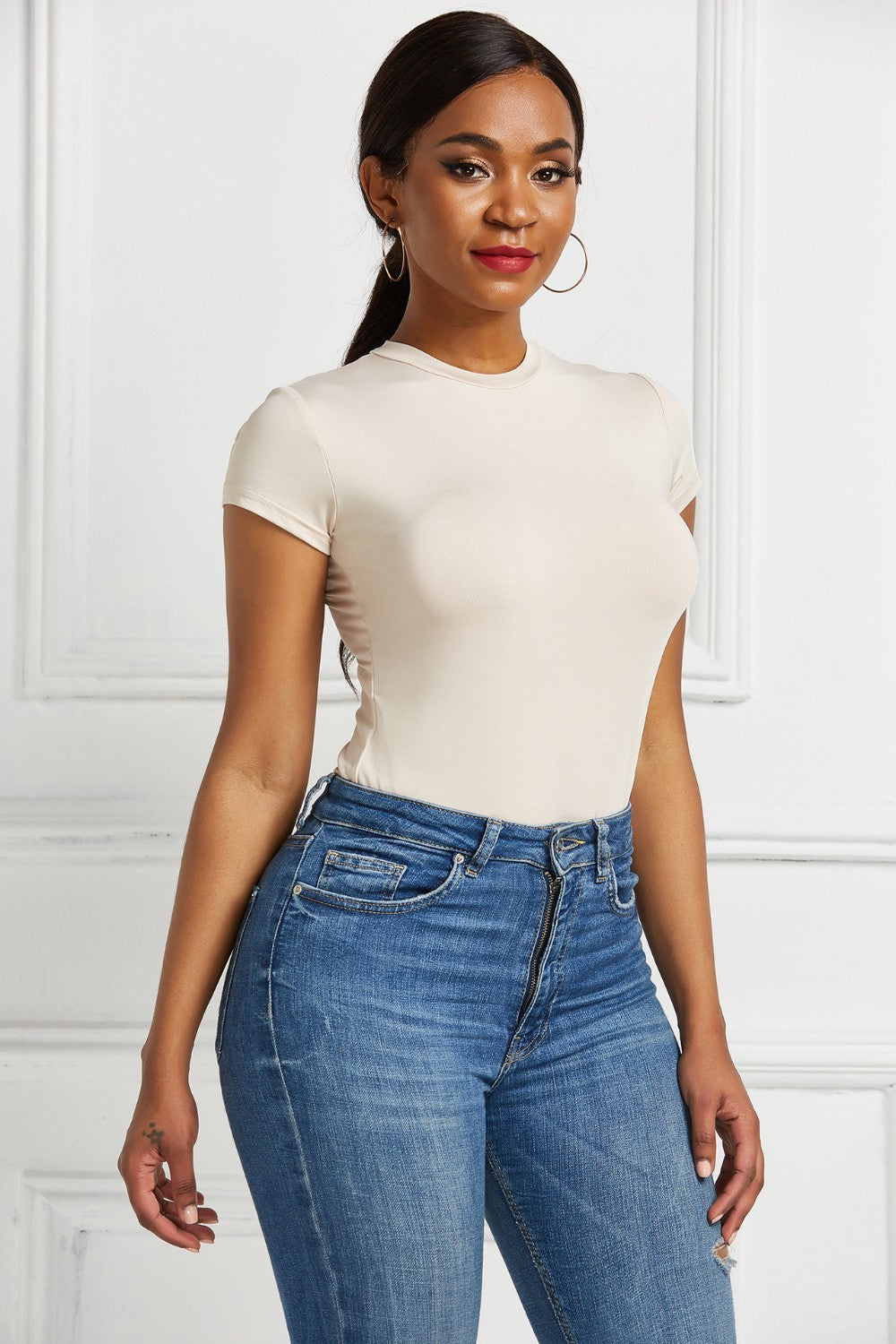 Short-sleeve crew bodysuit