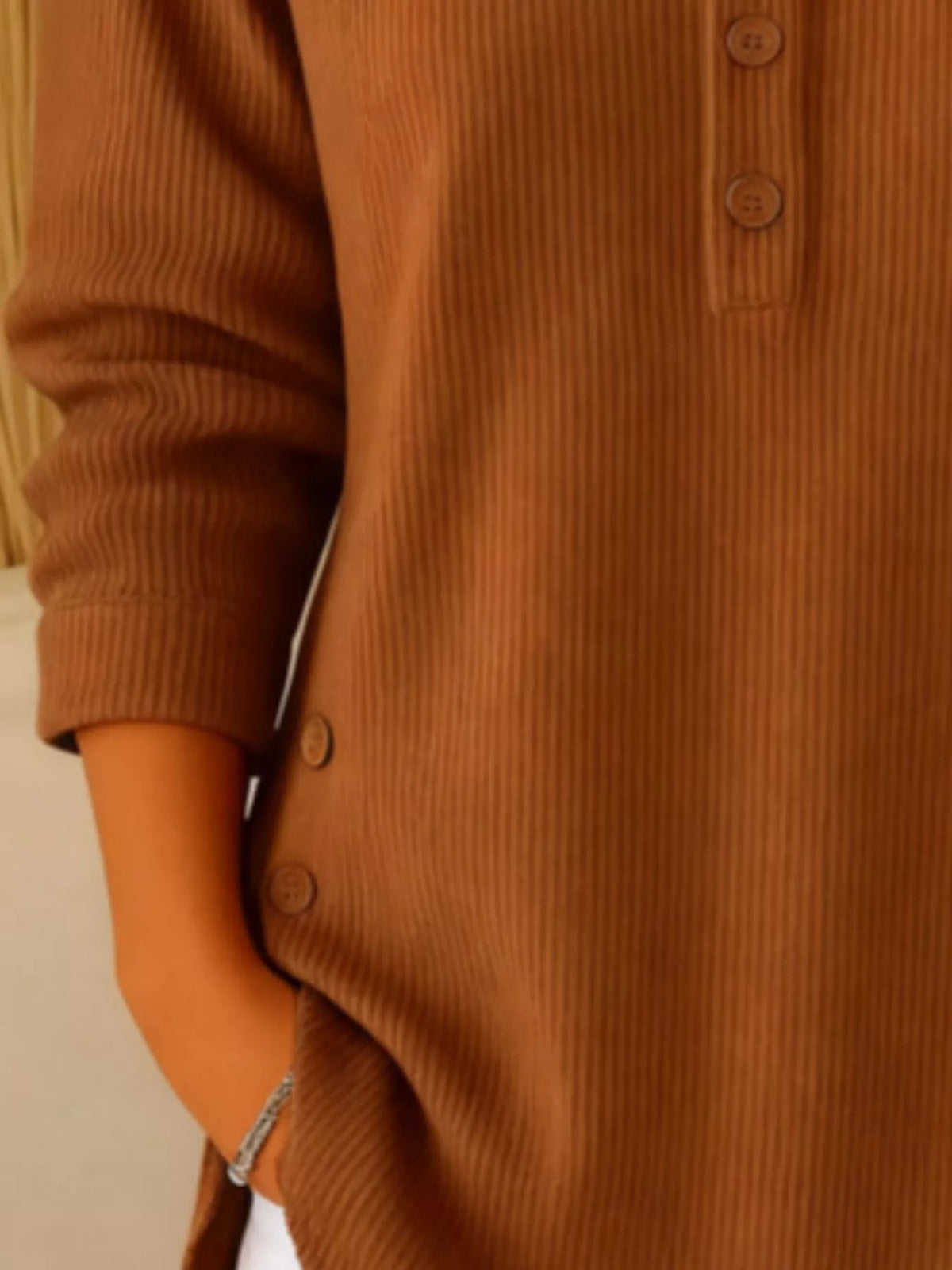 Corduroy button top