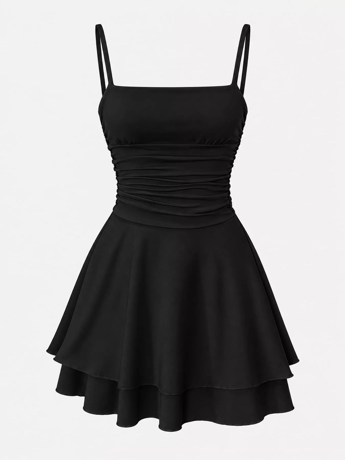 Ruched layered slip dress
