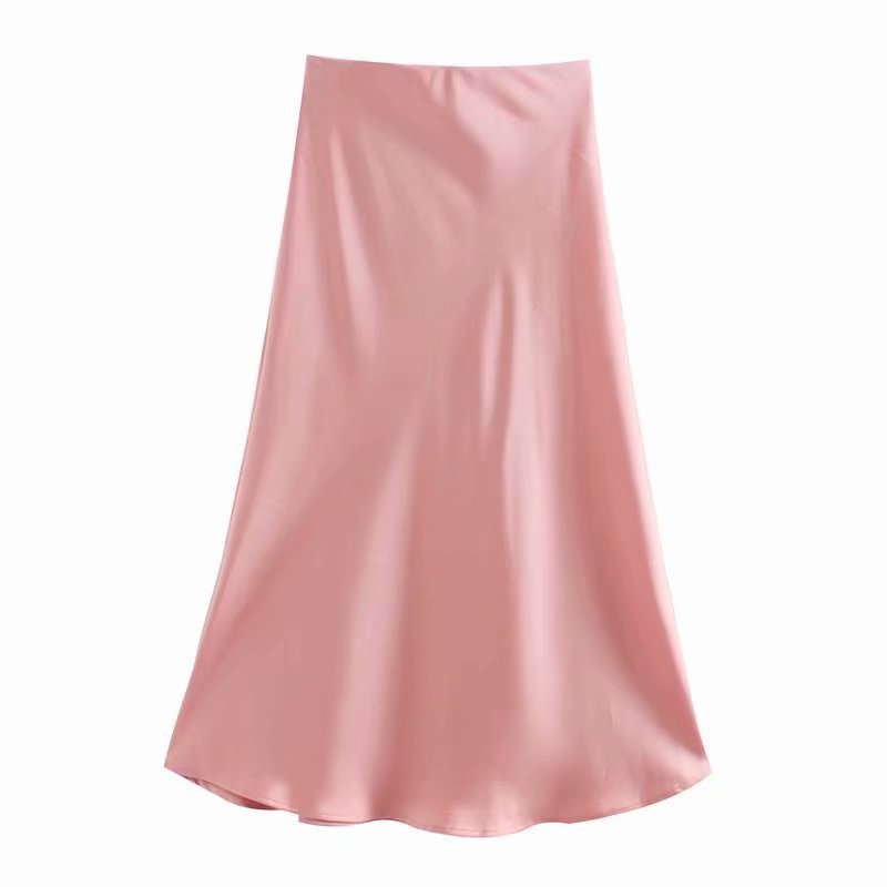 Satin midi skirt