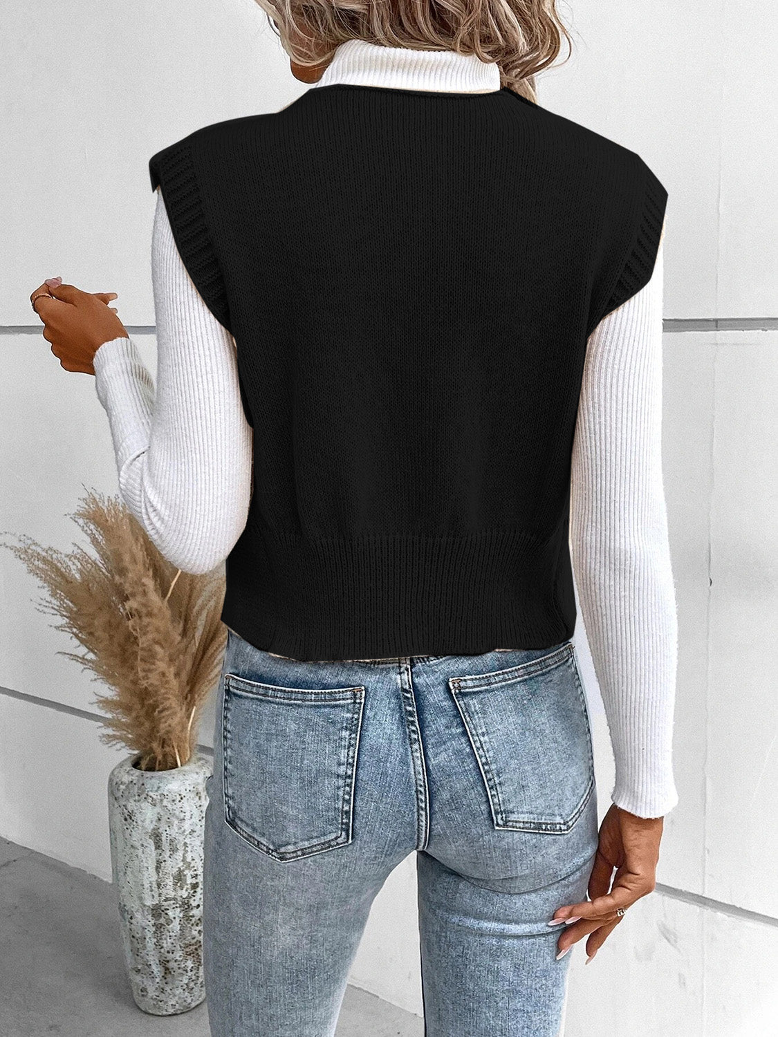 Button up V-neck sweater vest