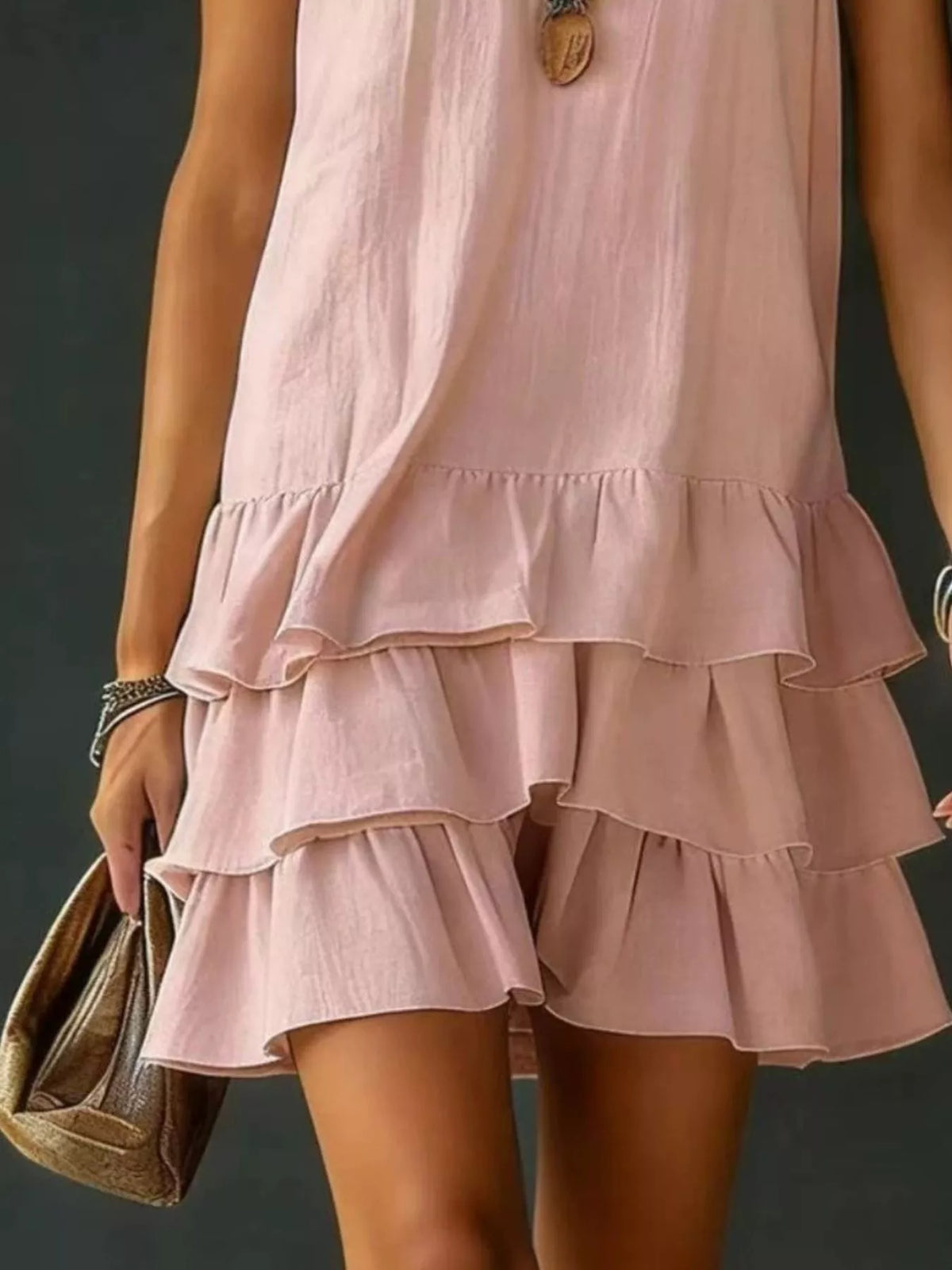 Ruffle-hem sleeveless dress