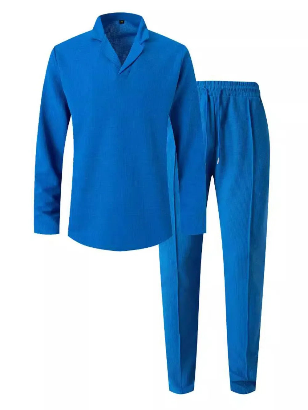 Waffle-knit lounge set – blue