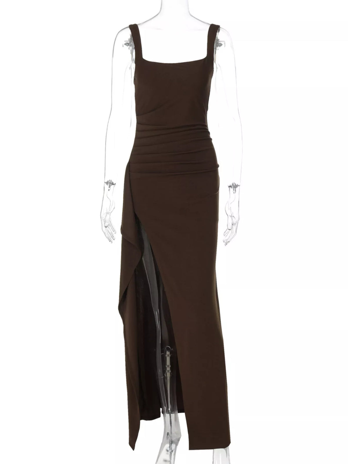 Square-neck slit maxi dress