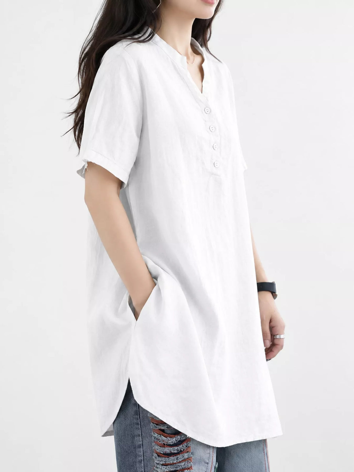 Oversized notched blouse
