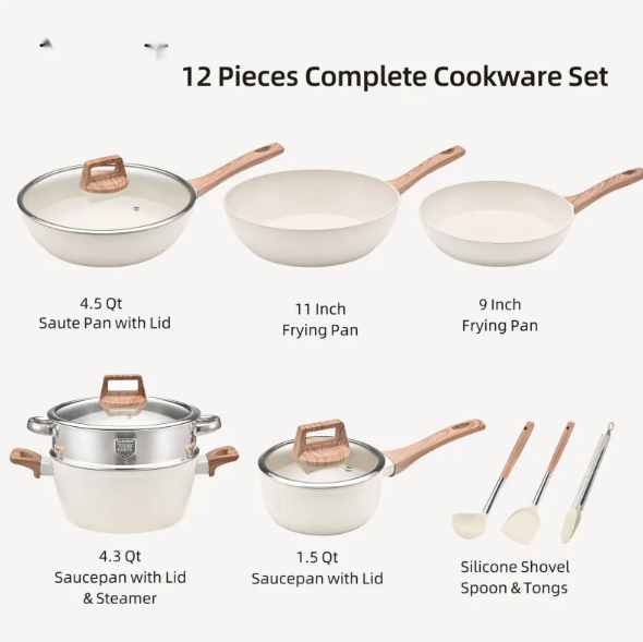 Cream granite cookware set