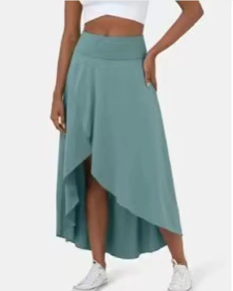 High-low jersey midi skirt