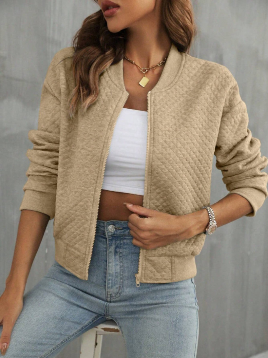 Zip up long sleeve jacket