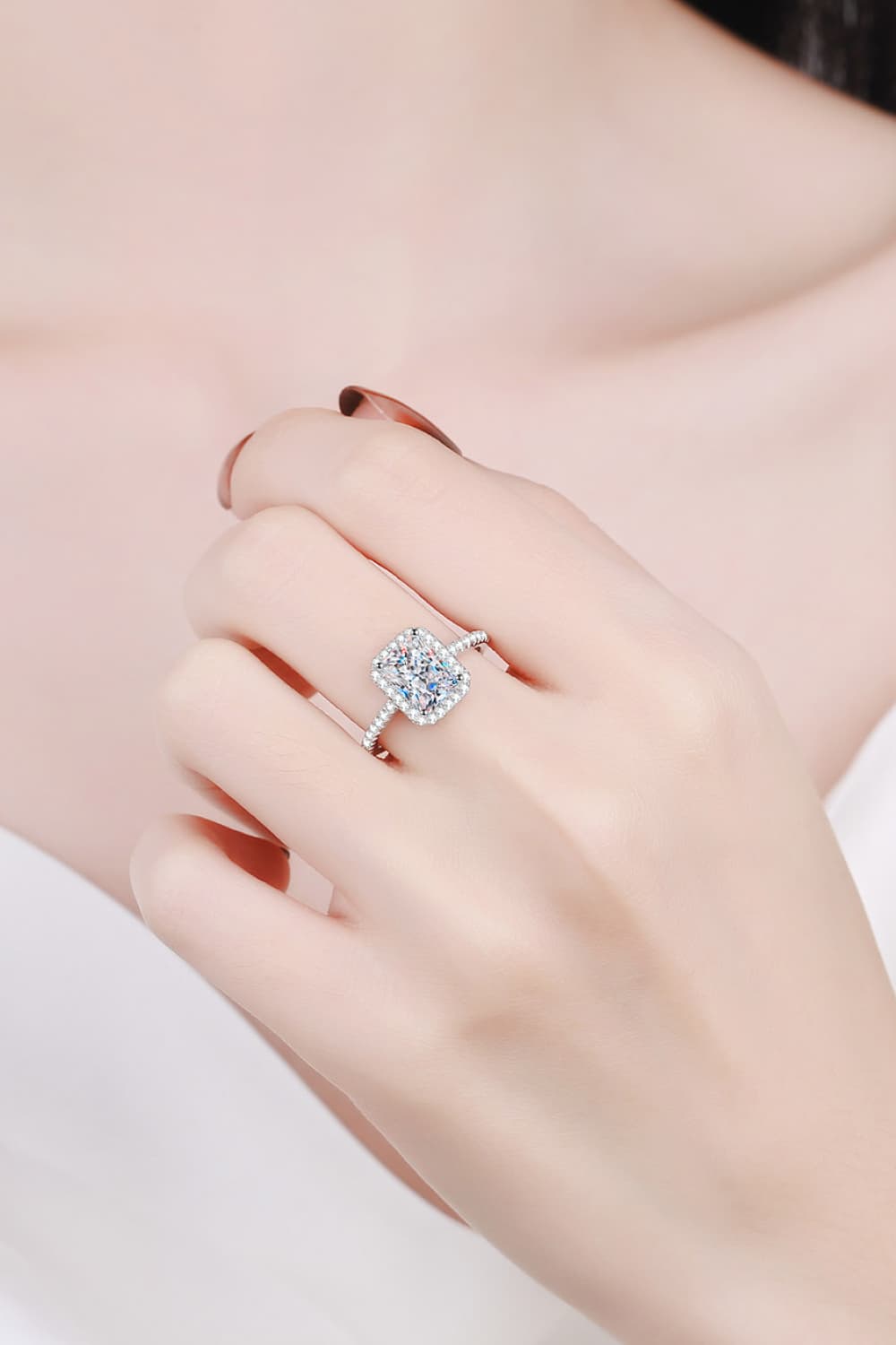 2 ct moissanite halo ring