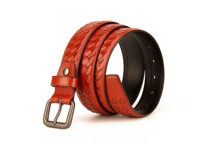 Woven leather belt