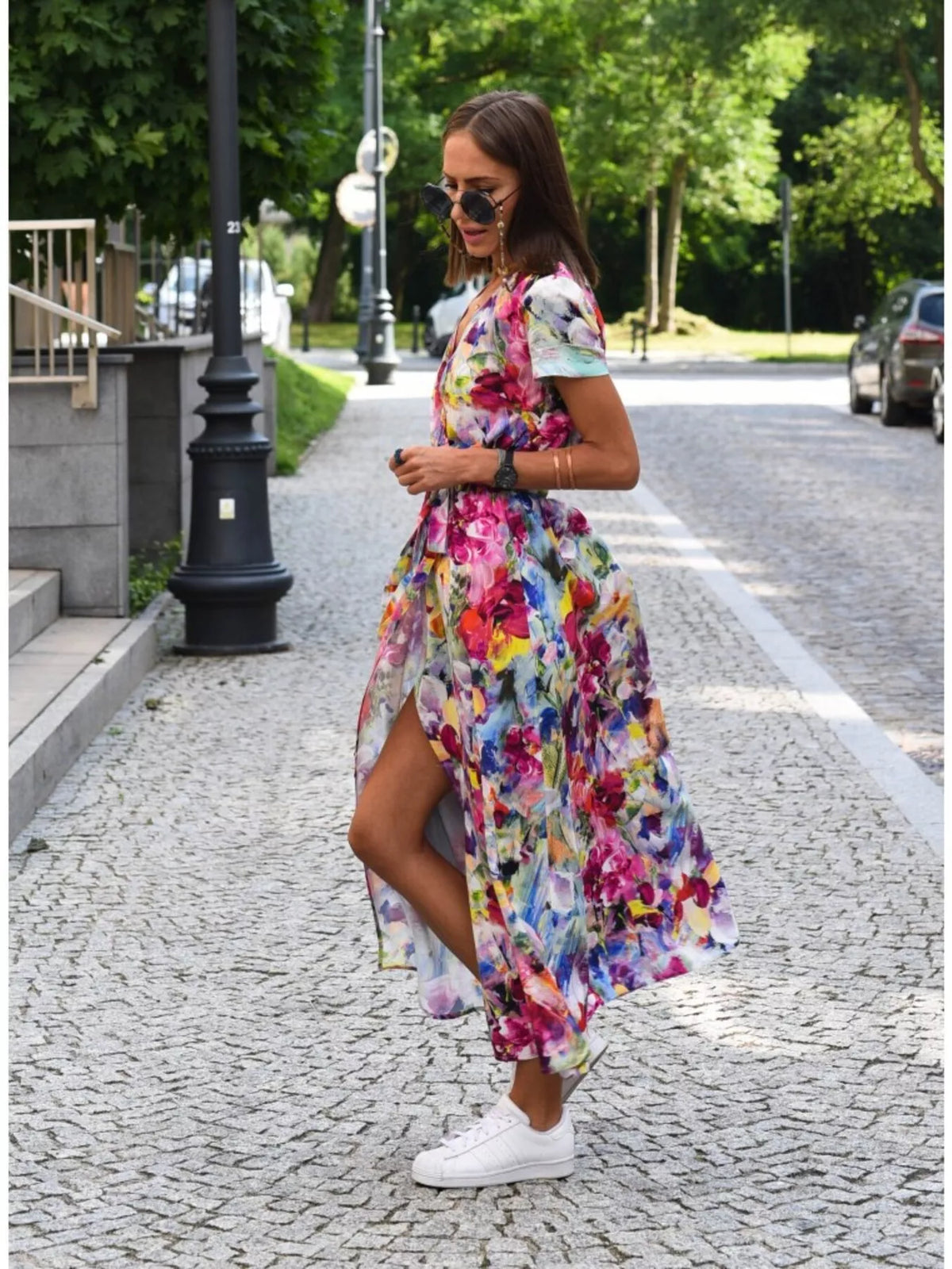 Surplice midi dress
