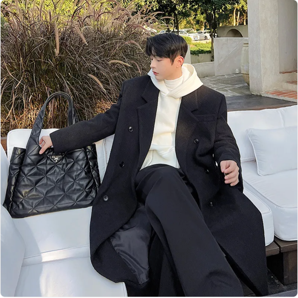 Double-breasted long coat