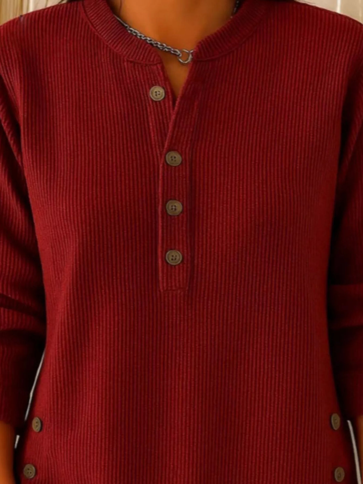 Corduroy button top