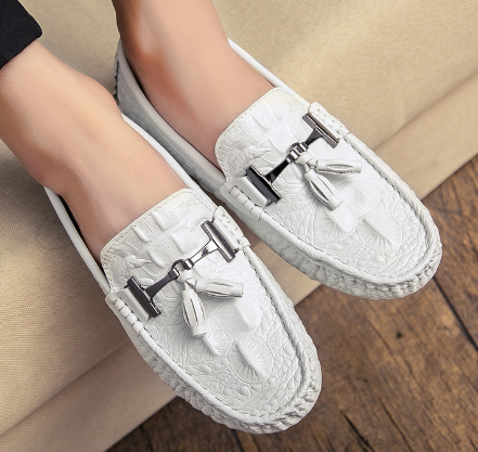 Croc-embossed leather loafers
