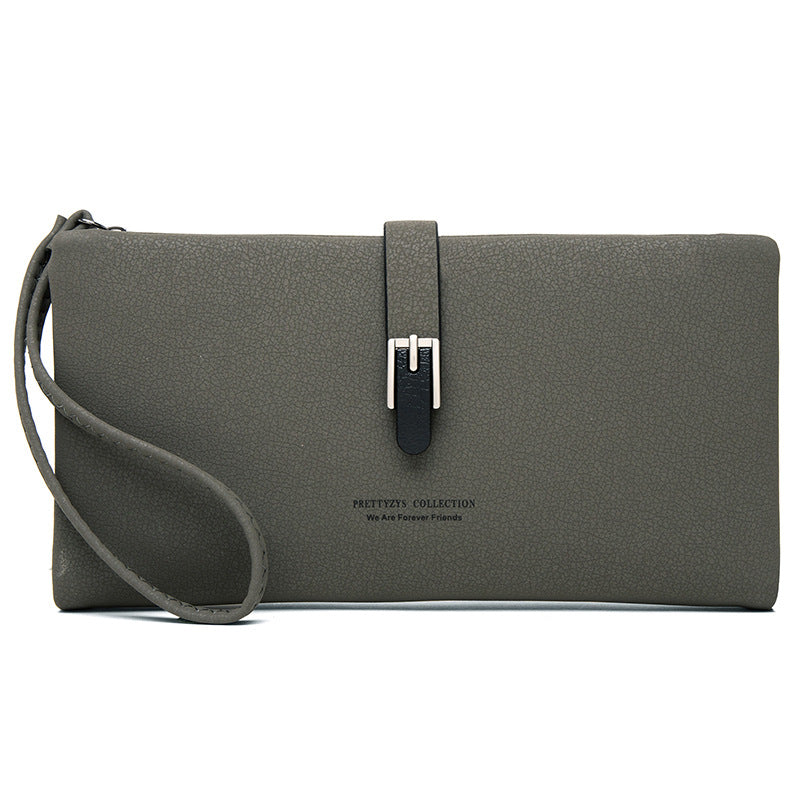 Buckle wristlet wallet, Beige, front