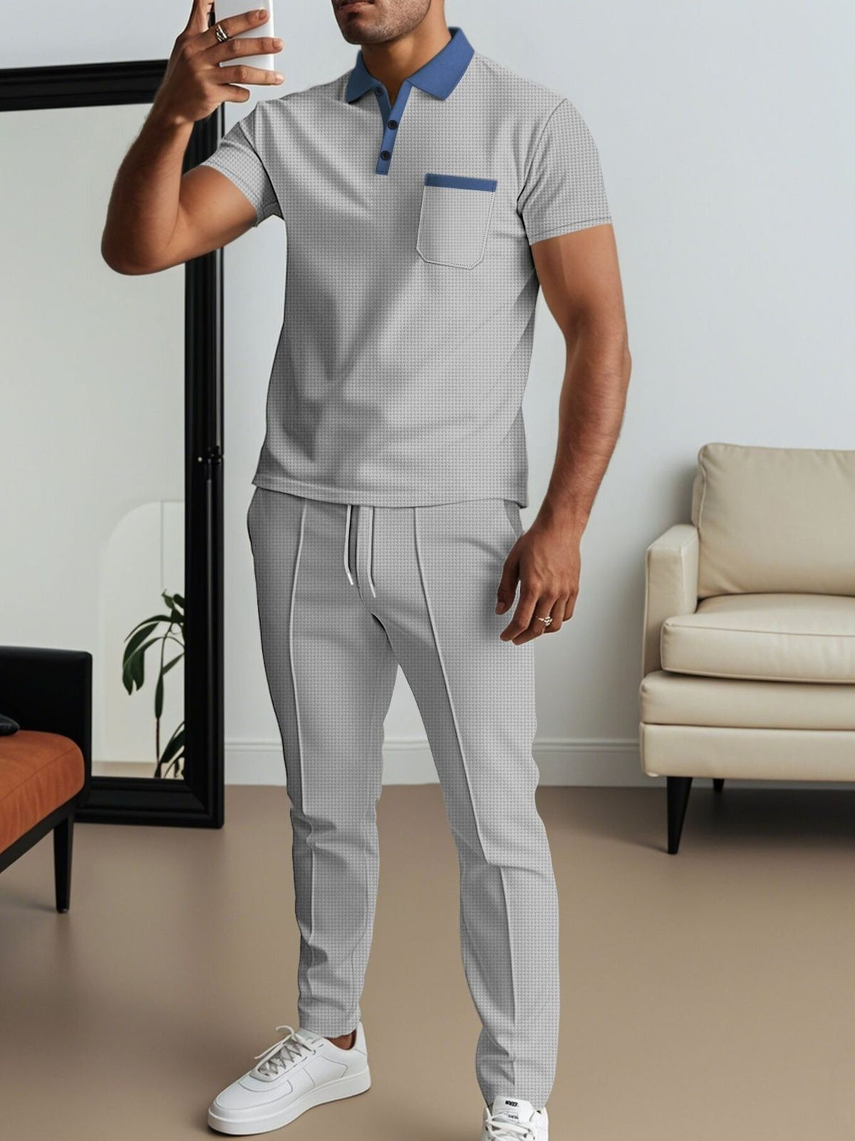 Polo and pants set – grey