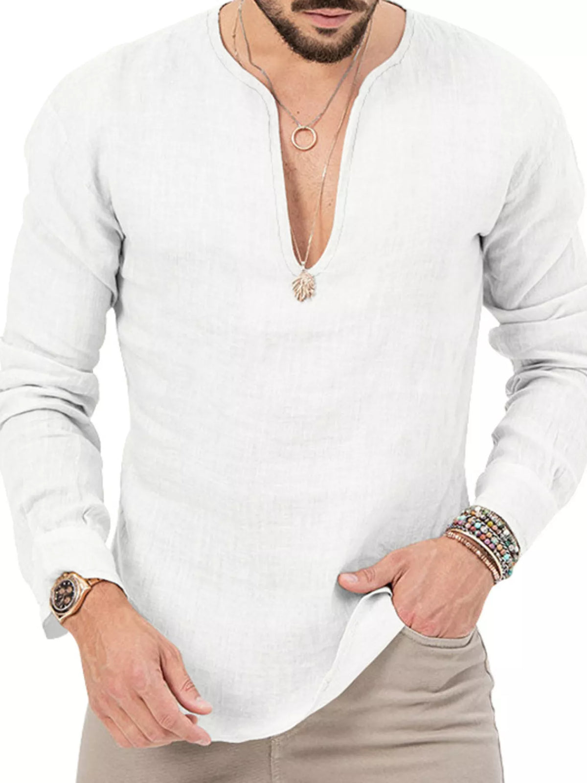 Slim long-sleeve shirt – white